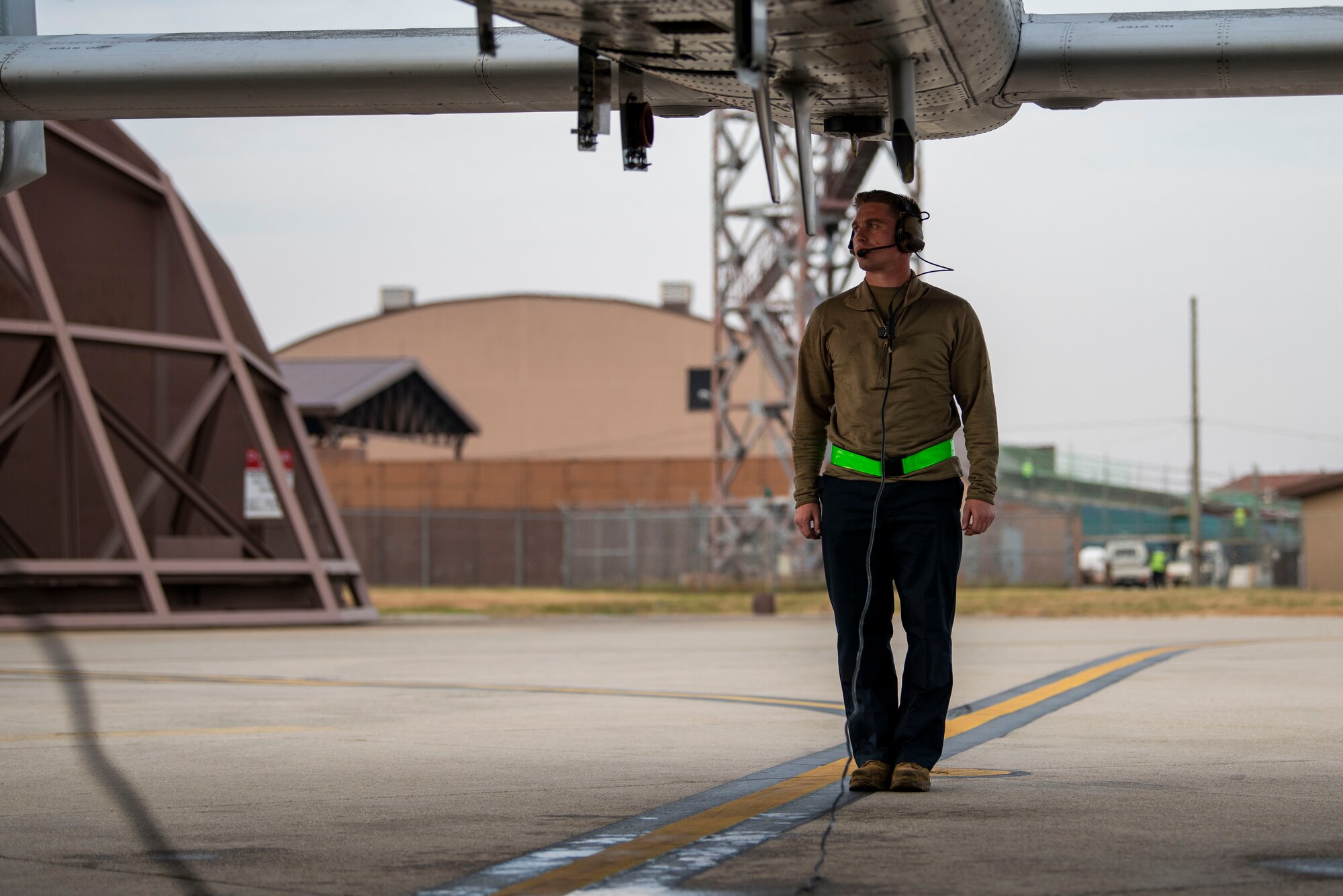 A maintainer performs prechecks on an A-10