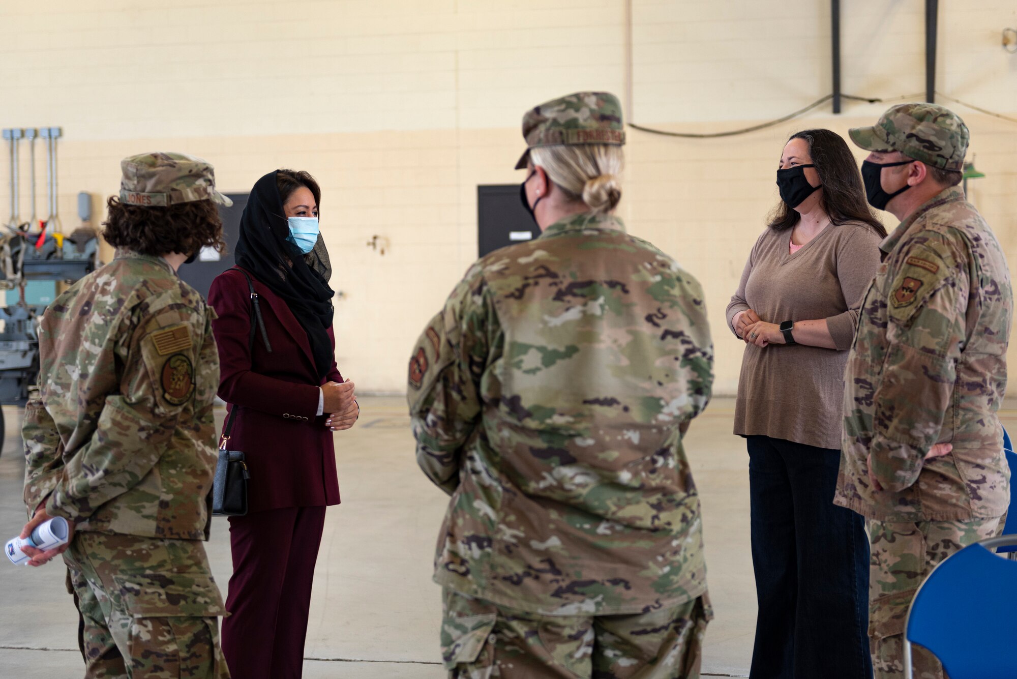 A photo of the ambassador of Afghanistan speaking to Airmen before a ceremony