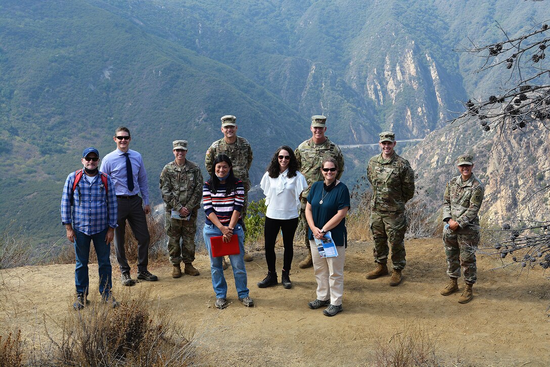 Members of the U.S. Army Corps of Engineers Los Angeles District pose for a picture alongside senior leaders with the Corps' Headquarters and South Pacific Division during a tour of the Malibu Creek Ecosystem Restoration project Oct. 6 near Calabasas, California. Lt. Gen. Scott Spellmon, the Corps’ commanding general and 55th U.S. Army chief of engineers, signed the chief’s report for the project Nov. 13 at the Corps’ headquarters in Washington D.C., which elevates the report to the Assistant Secretary of the Army for Civil Works, U.S. Office of Management and Budget, and to Congress for consideration of project authorization.