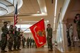 Col. Vincent Dawson salutes the unit colors during the SPMAGTF-SC closing ceremony at Camp Lejeune, N.C., Nov. 13.