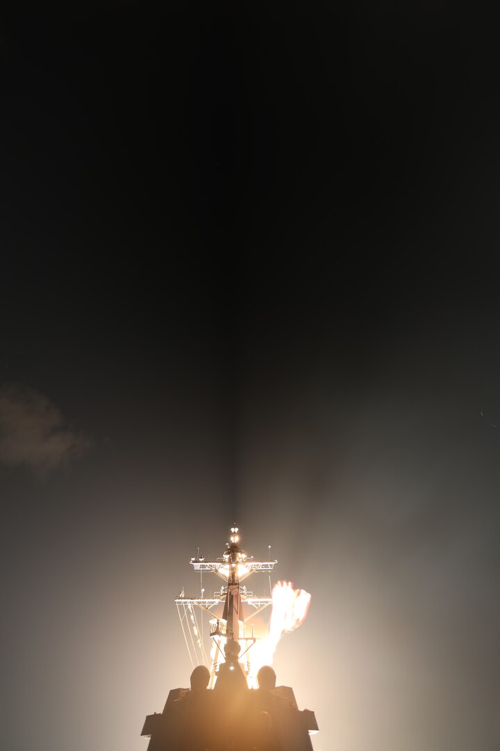 A SM-3 Block IIA is launched from the USS John Finn, an Aegis Ballistic Missile Defense System-equipped destroyer, Nov. 16, 2020, as part of Flight Test Aegis Weapons System-44 (FTM-44). FTM-44 is a developmental test satisfying a Congressional mandate to evaluate the feasibility of the SM-3 Block IIA missile's capability to defeat an ICBM threat. The SM-3 Block IIA was originally designed and built for the Intermediate-range Ballistic Missile threat set.