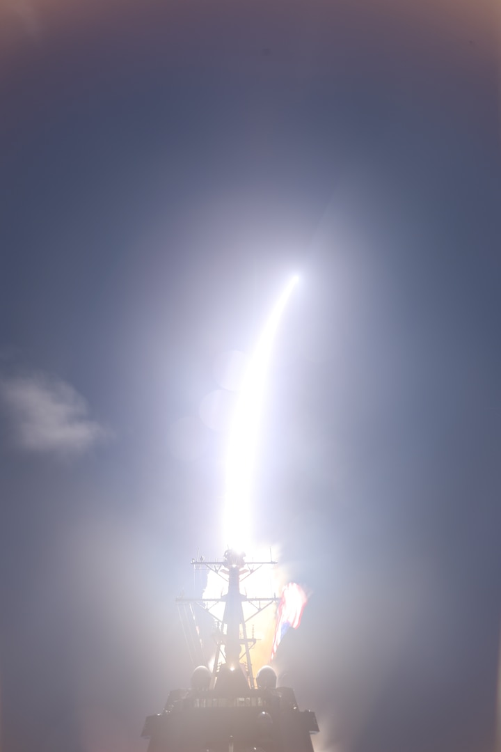 A SM-3 Block IIA is launched from the USS John Finn, an Aegis Ballistic Missile Defense System-equipped destroyer, Nov. 16, 2020, as part of Flight Test Aegis Weapons System-44 (FTM-44). FTM-44 is a developmental test satisfying a Congressional mandate to evaluate the feasibility of the SM-3 Block IIA missile's capability to defeat an ICBM threat. The SM-3 Block IIA was originally designed and built for the Intermediate-range Ballistic Missile threat set.