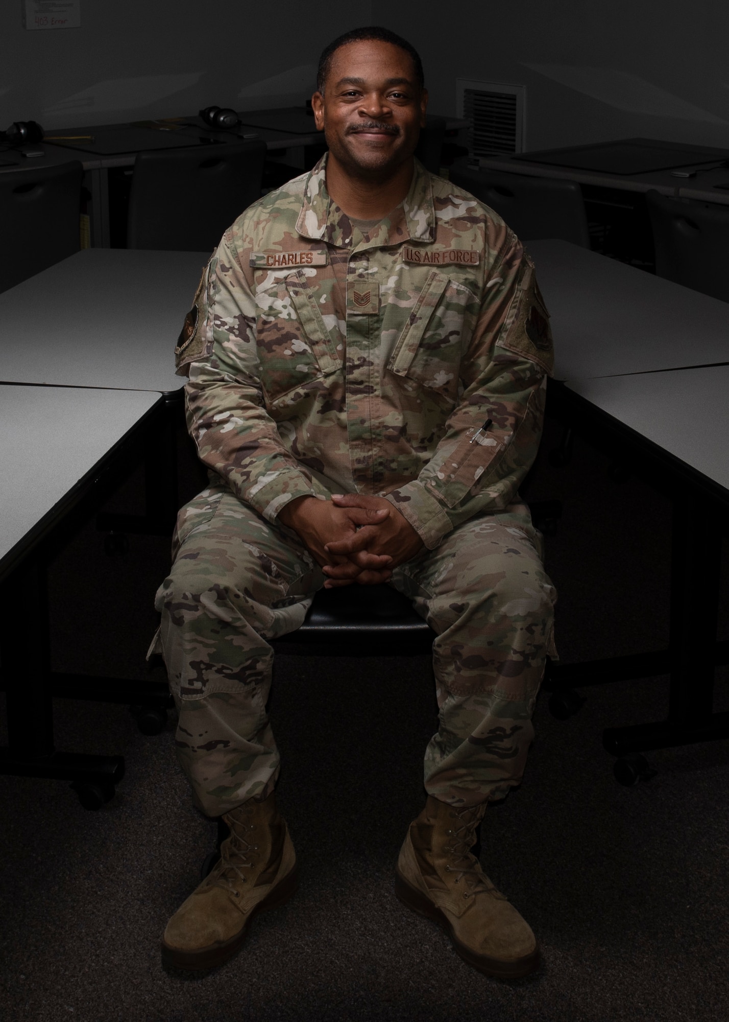 Tech Sgt. Jevon Charles, 4th Fighter Readiness Wing Squadron weapons academic instructor, teaches an Excel class to Airmen, DoD civilians, military spouses at Seymour Johnson Air Force Base, North Carolina, Nov. 12, 2020.