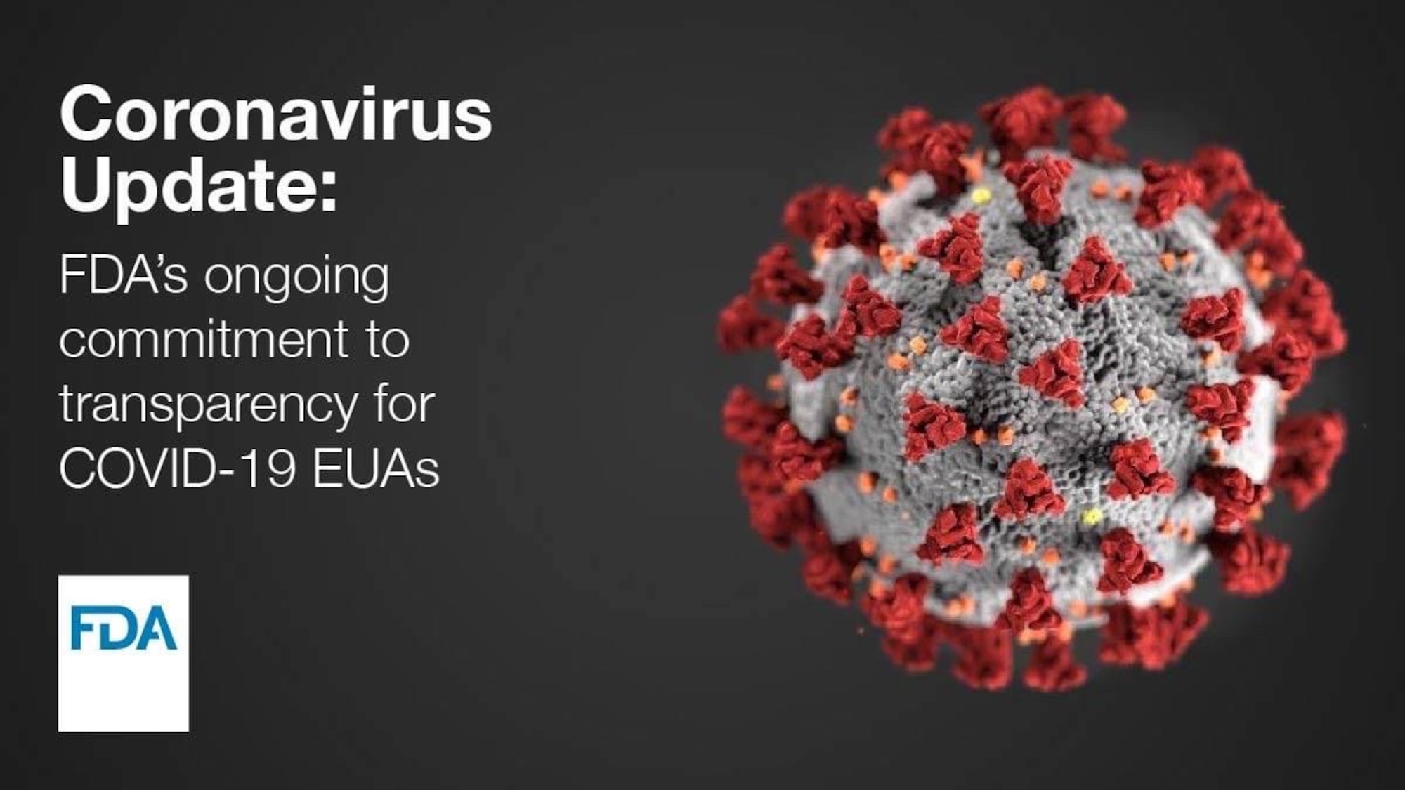 Image of coronavirus with text.