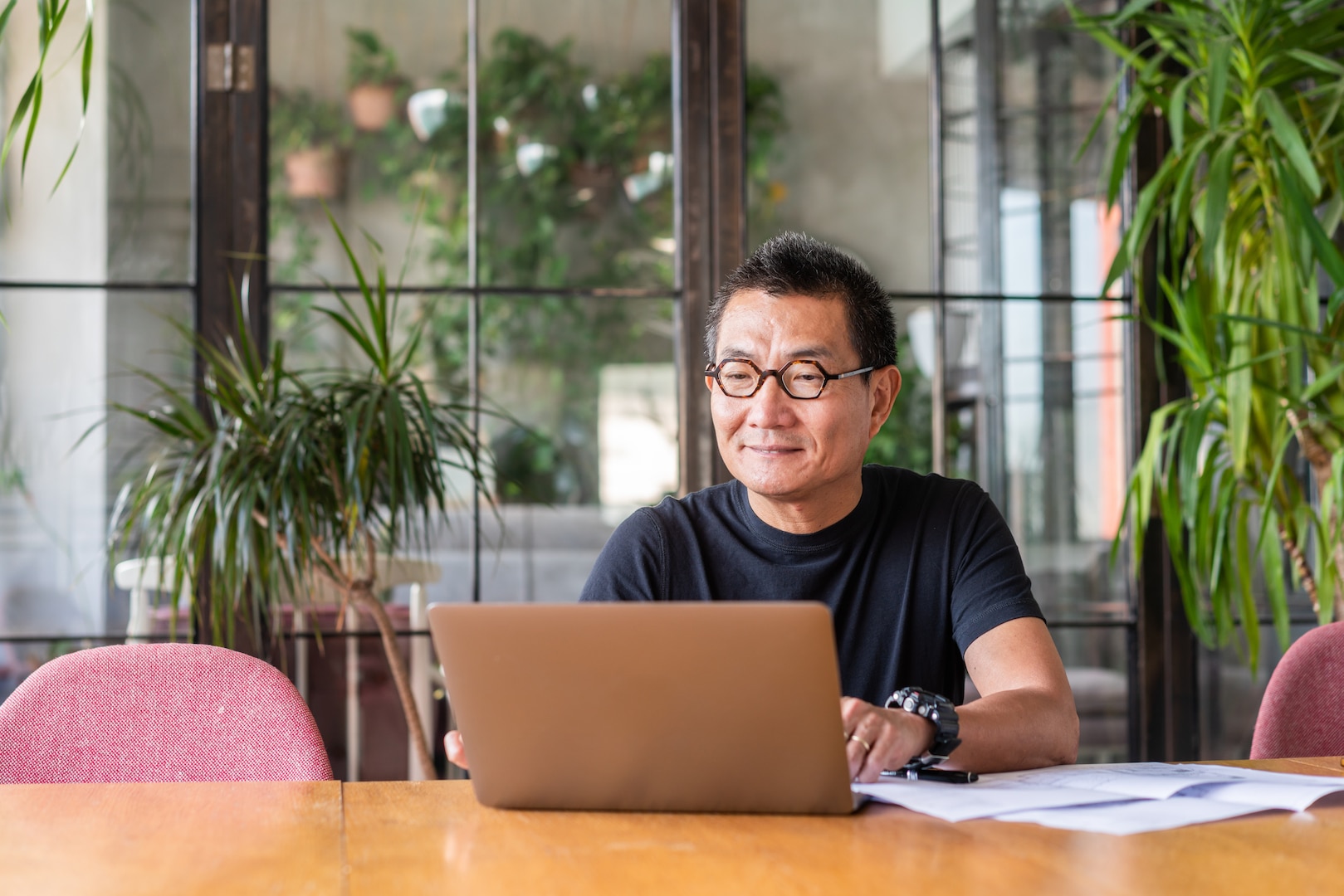 Man looking at his computer