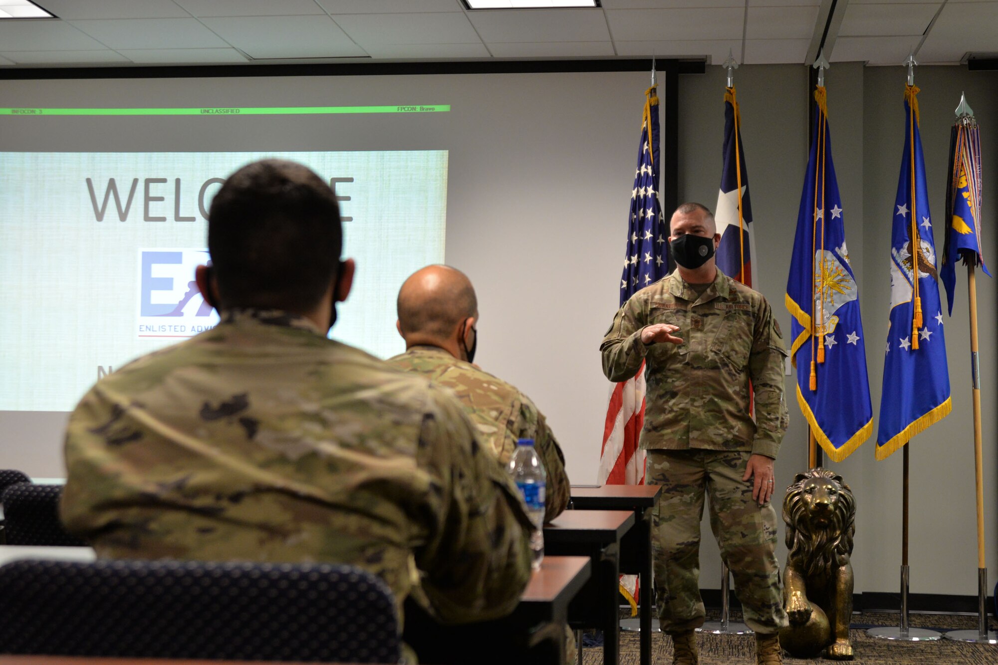 Enlisted leadership speaks to 136AW Airman