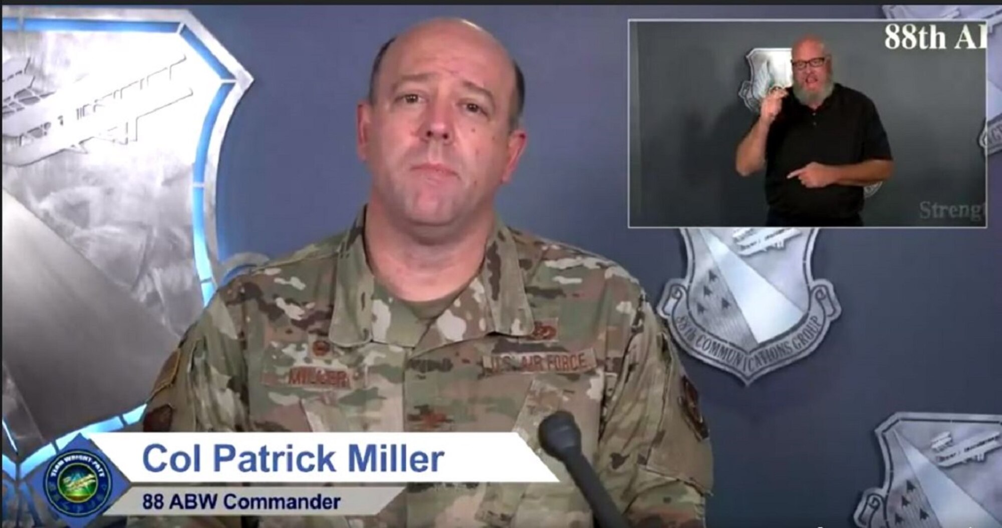 Col. Patrick Miller, Wright-Patterson Air Force Base installation and 88th Air Wing Base commander, held a Facebook Live town hall Nov. 16to address COVID-19 concerns and rising cases in the region.