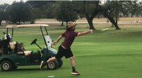 Taylor McCarty releases a disc during a disc golf tournament at the Joint Base San Antonio-Fort Sam Houston Golf Course Oct. 23. The first ever disc golf tournament for JBSA drew 38 players.