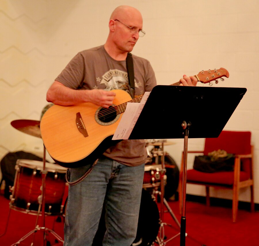 It has been seven years since regular Sunday services have taken place within the chapel at Marine Corps Logistics Base Albany. The groundwork is being set for bringing these services back, beginning with a service set for 10:30 a.m., Nov. 22.
Navy Chaplain Cmdr. Harvey Macklin is inviting those who are able to come to the service to attend on Sunday. (U.S. Marine Corps photo by Jennifer Parks)