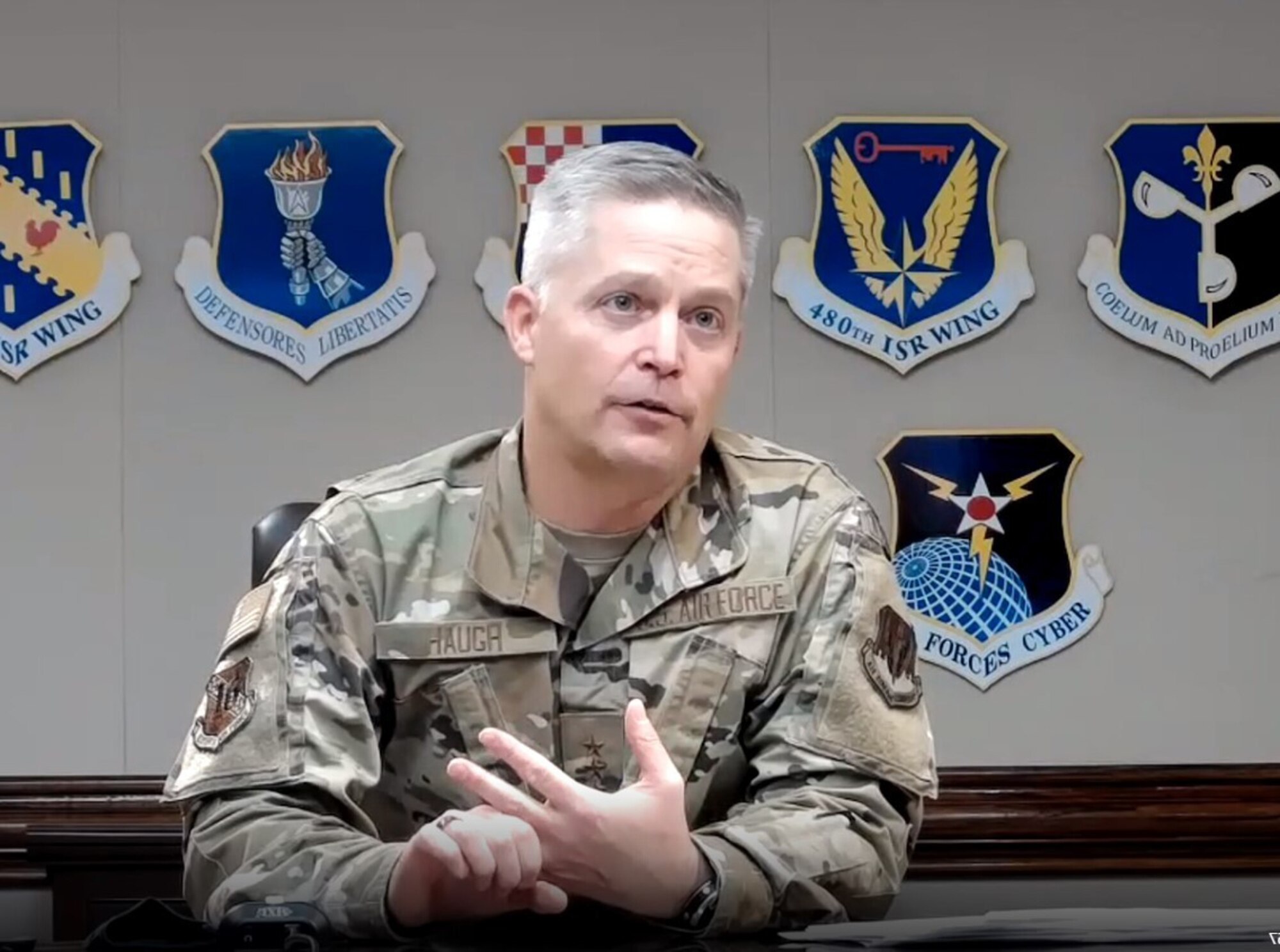 Lt. Gen. Timothy Haugh, Sixteenth Air Force (Air Forces Cyber) commander, spoke to virtual attendees at Alamo ACE, an event sponsored by the Alamo Chapter of the Armed Forces Communications & Electronics Association, Nov. 18, 2020.