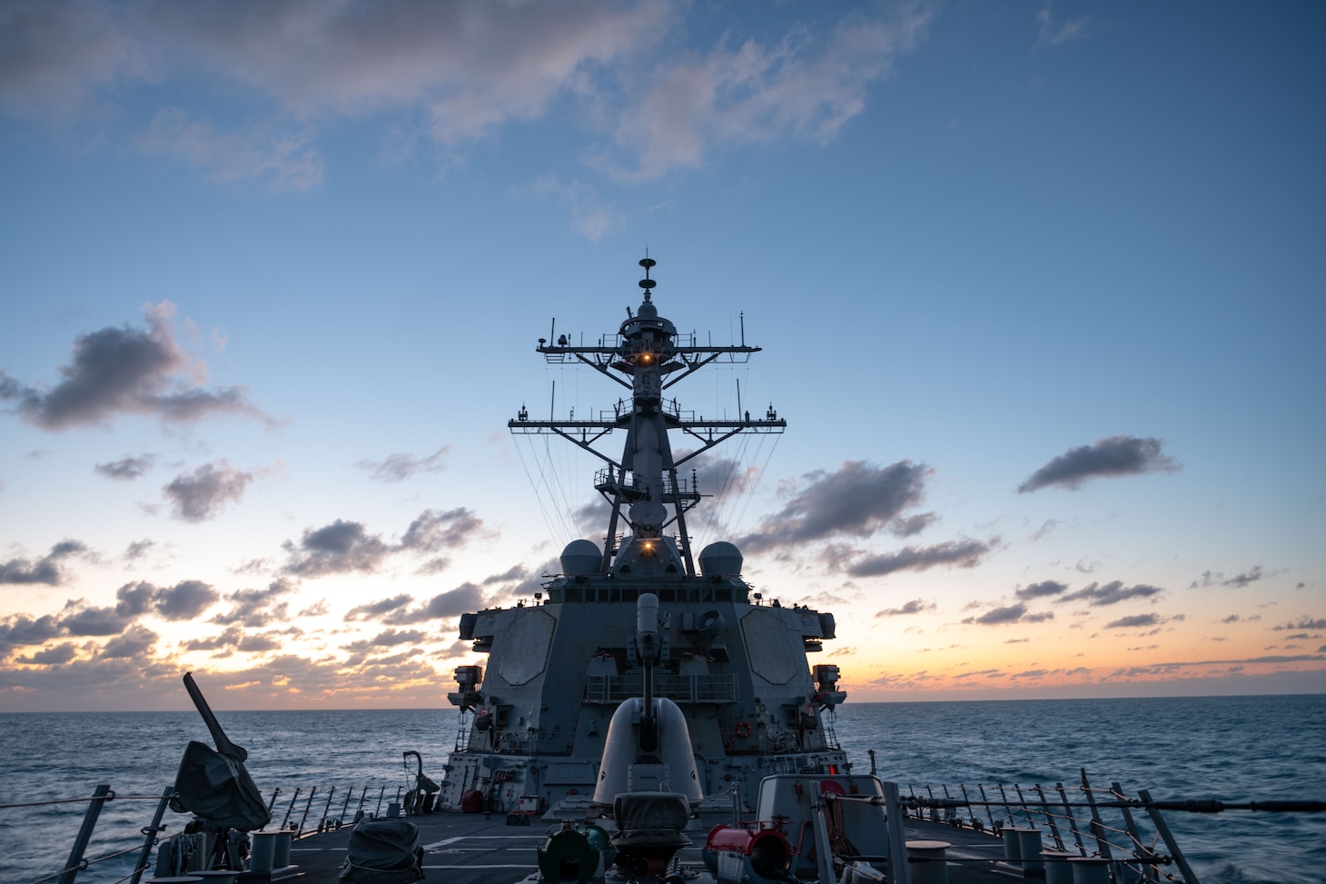 TAIWAN STRAIT (Nov. 20, 2020) – The Arleigh Burke-class guided-missile destroyer USS Barry (DDG 52) conducts routine underway operations in the Taiwan Strait. Barry is assigned to Destroyer Squadron (DESRON) 15, the Navy’s largest forward-deployed DESRON and the U.S. 7th Fleet's principal surface force, forward-deployed to the U.S. 7th Fleet area of operations in support of a free and open Indo-Pacific. (U.S. Navy photo by Lieutenant Junior Grade Samuel Hardgrove)