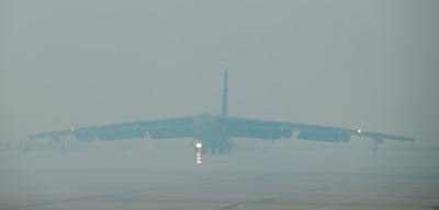 A B-52H Stratofortress  on the flightline on Nov. 20, 2020, at Minot Air Force Base, North Dakota. (U.S. Air Force photo by Airman 1st Class Jesse Jenny)