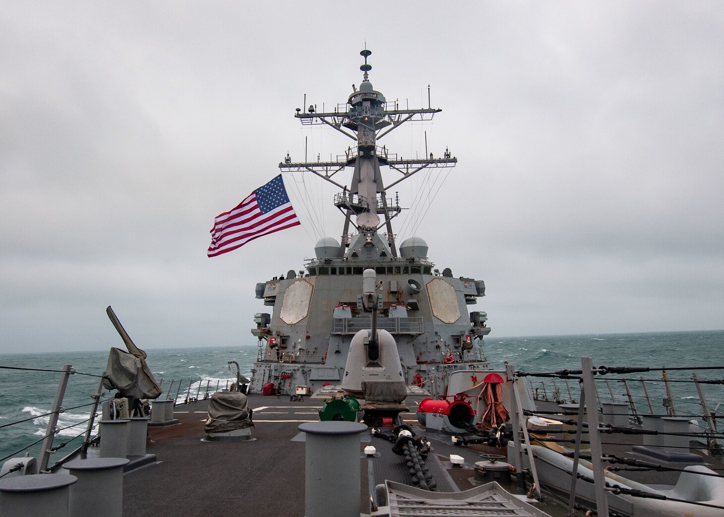 SOUTH CHINA SEA (Nov. 21, 2020) The guided-missile destroyer USS Barry (DDG 52) conducts routine underway operations. Barry is forward-deployed to the U.S. 7th Fleet area of operations in support of a free and open Indo-Pacific. (U.S. Navy photo by Mass Communication Specialist Molly Crawford)