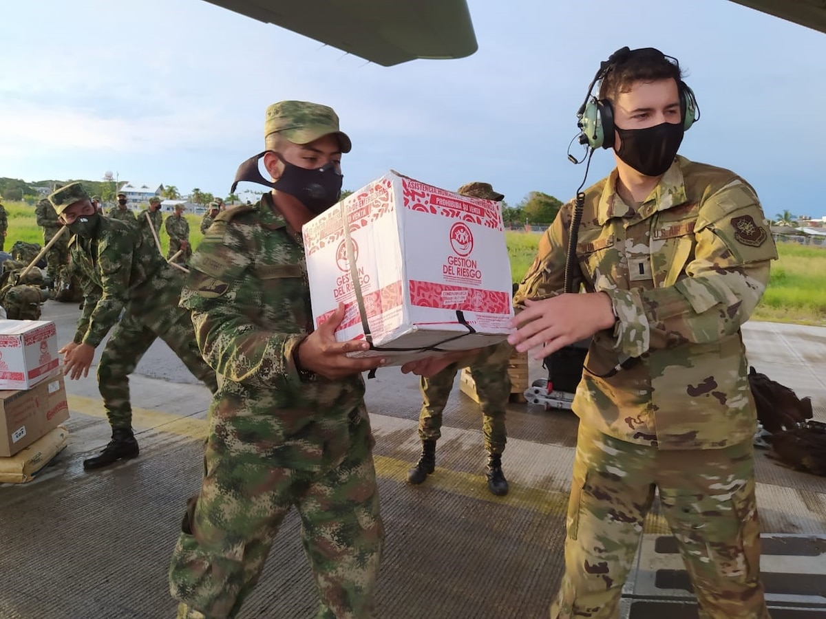 A U.S. Air Force C-130 transported 68 Colombian Army Soldiers to the Colombian island of San Andrés to support post-Hurricane Iota lifesaving and disaster-relief operations in the nearby Colombian island of Providencia.