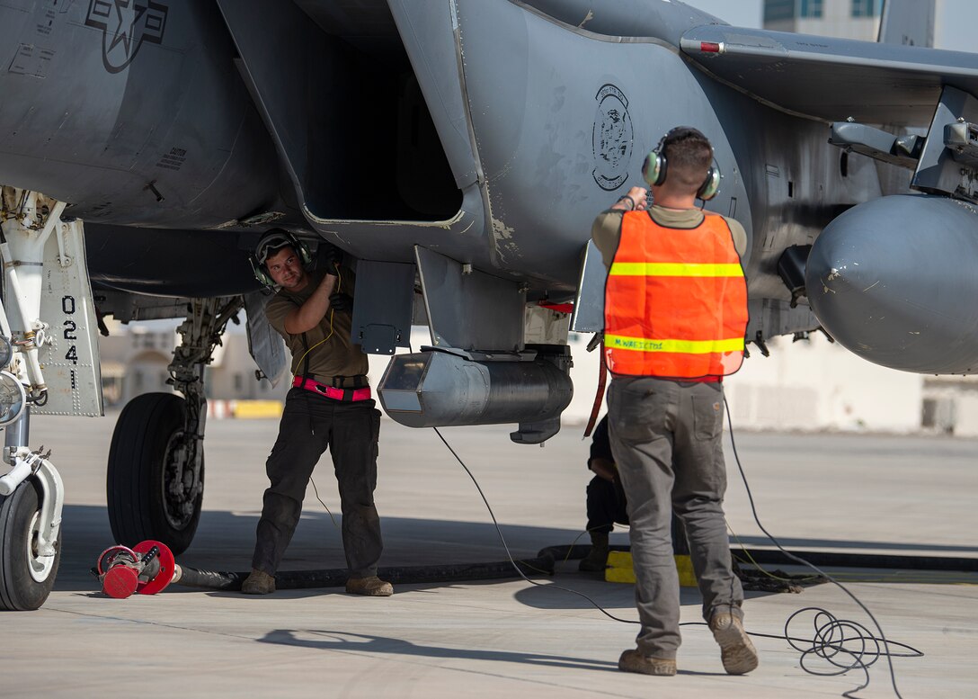 The 380th Expeditionary Logistics Readiness Squadron conducted hot-pit refueling in support of 332nd AEW aircraft maintainers to enable rapid air operations within the U.S. Central Command area of responsibility.