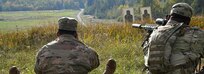 U.S. Army Spc. Joshua Wright and Sgt. Joshua Ware, both assigned to 3rd Squadron, 2d Cavalry Regiment, conduct firing lanes during the Jäger Shot competition at Grafenwoehr Training Area, Germany, Oct. 20, 2020. 7th Army Training Command hosted the Jäger Shot competition from Oct. 18-23, 2020, to promote teambuilding, strengthen techniques, build esprit de corps and enhance mentorship within the sniper community.(U.S. Army photo by Kevin Sterling Payne)