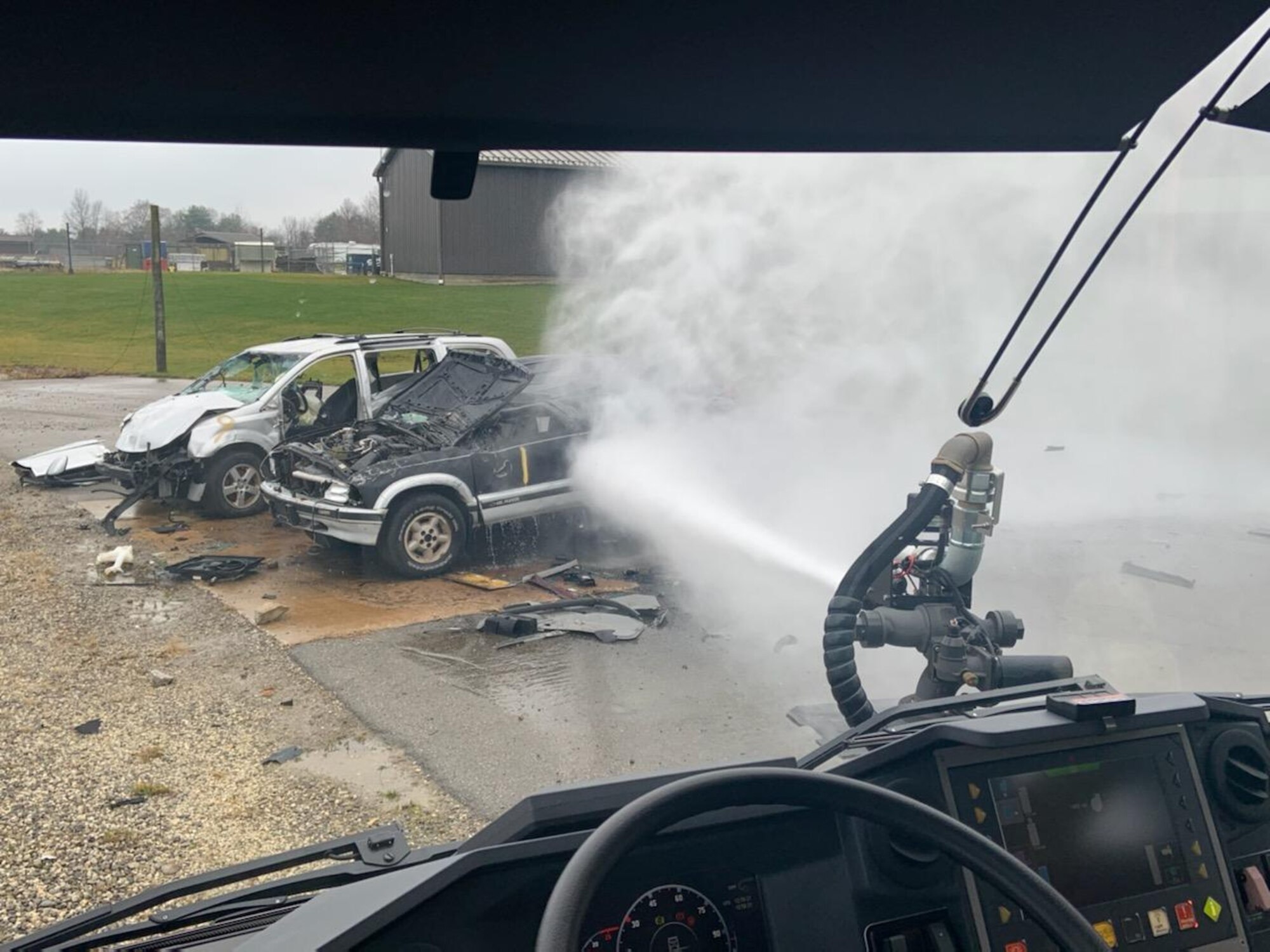 Youngstown Air Reserve Station’s fire department tests a new PANTHER aircraft rescue and firefighting truck, Nov. 23, 2020, here.