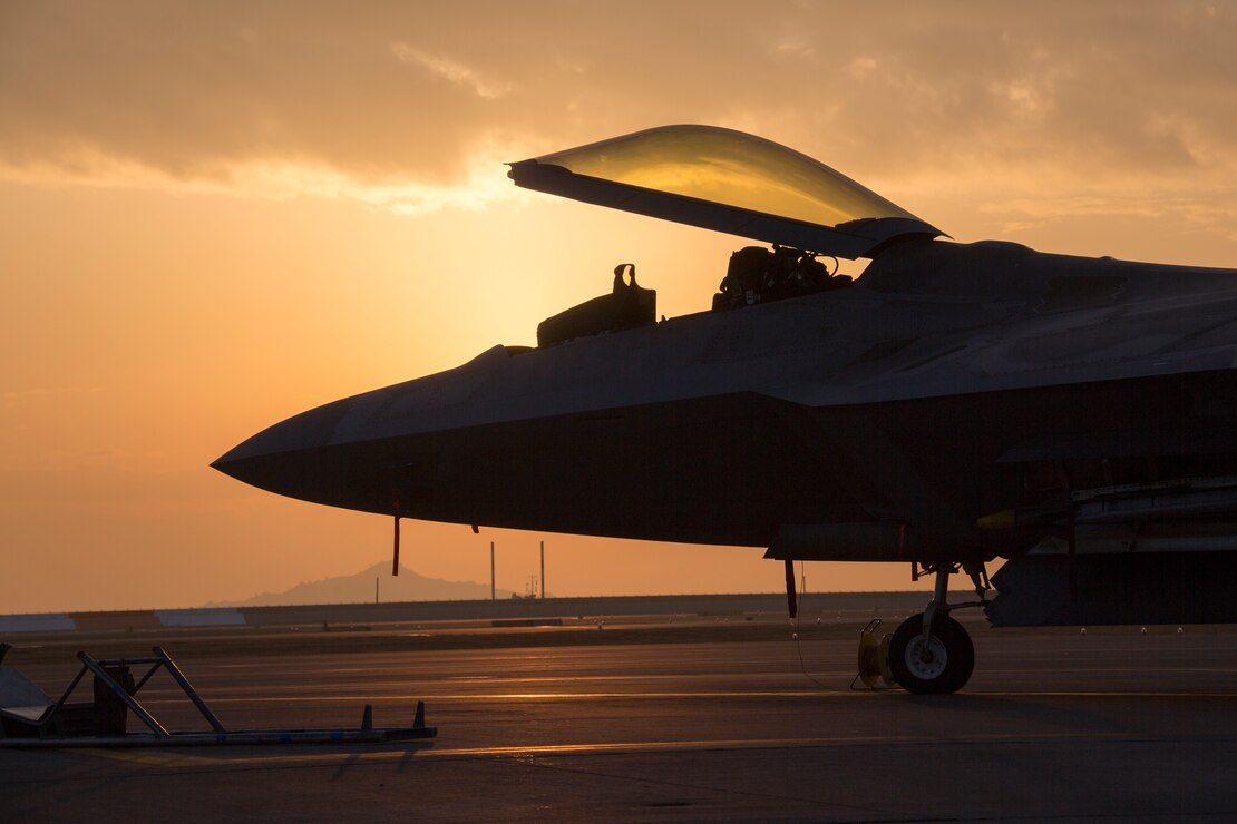 A U.S. Air Force F-22 Raptor prepares for flight operations out of Marine Corps Air Station Iwakuni, Japan, Nov. 19.