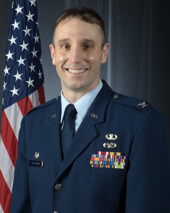 Official portrait of Col. Brian Jusseaume, 157th Maintenance Group commander, New Hampshire Air National Guard, Pease Air National Guard Base, N.H., Nov. 24, 2020 (U.S. Air National Guard photo by Tech. Sgt. Aaron Vezeau)