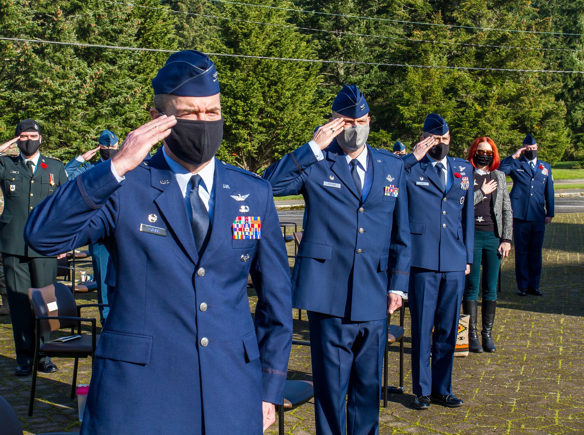 Col. Gyekis saluting