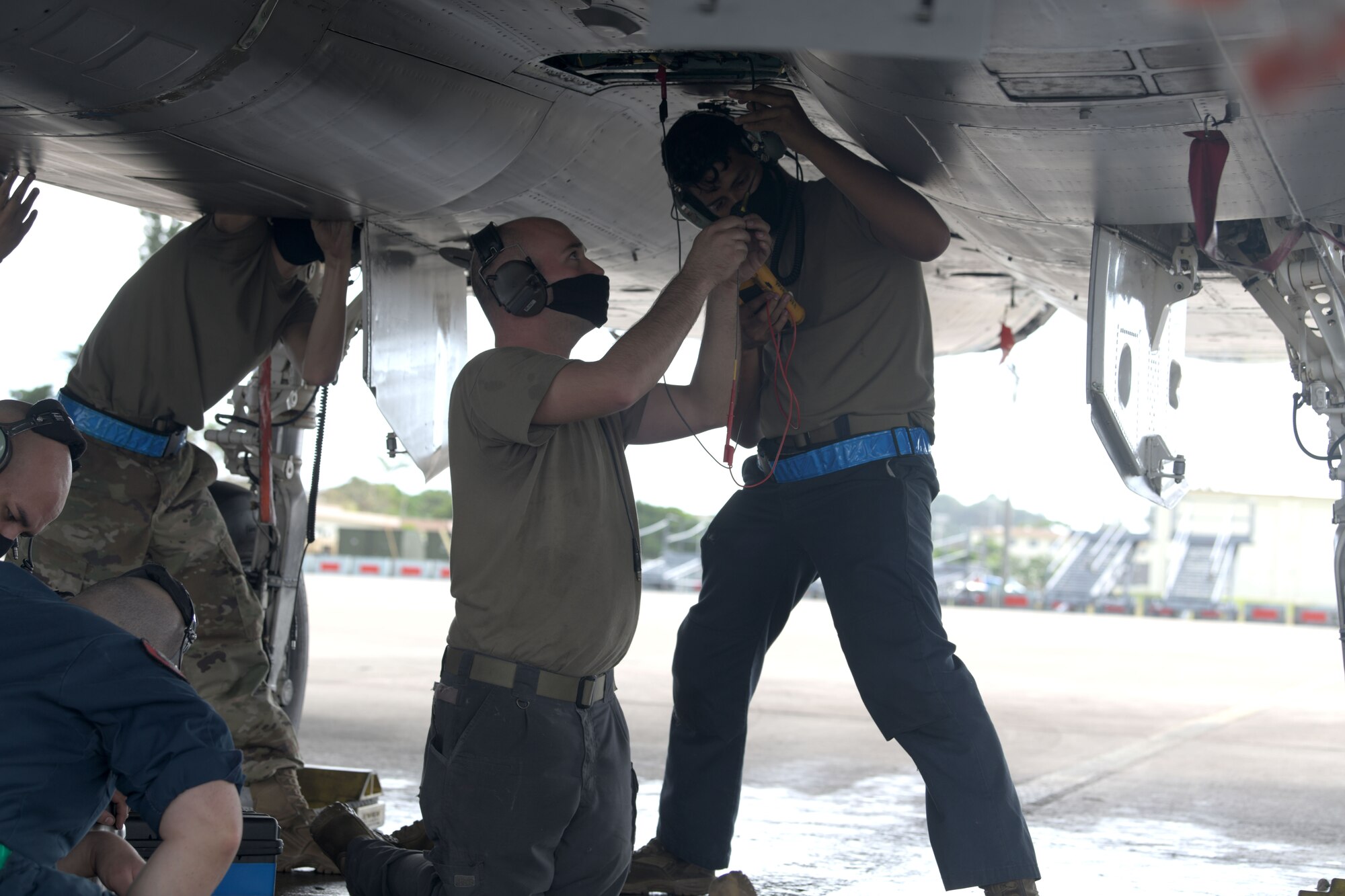 Airmen from the 44th Aircraft Maintenance Unit perform tests on the F-15C Eagle components for any malfunctions during a “Super Surge,” at Kadena Air Base, Japan, Nov. 18, 2020. The 44th and 67th AMUs and Fighter Squadrons flew 437 sorties during the surge. (U.S. Air Force photo by Airman 1st Class Rebeckah Medeiros)