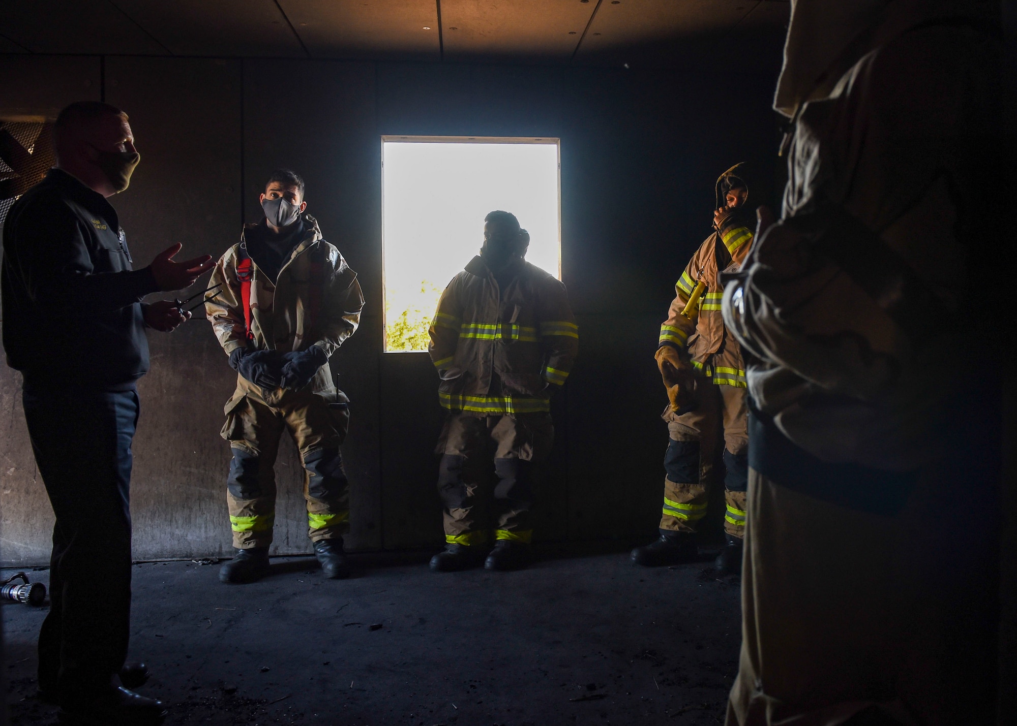 Firefighters being briefed before exercise