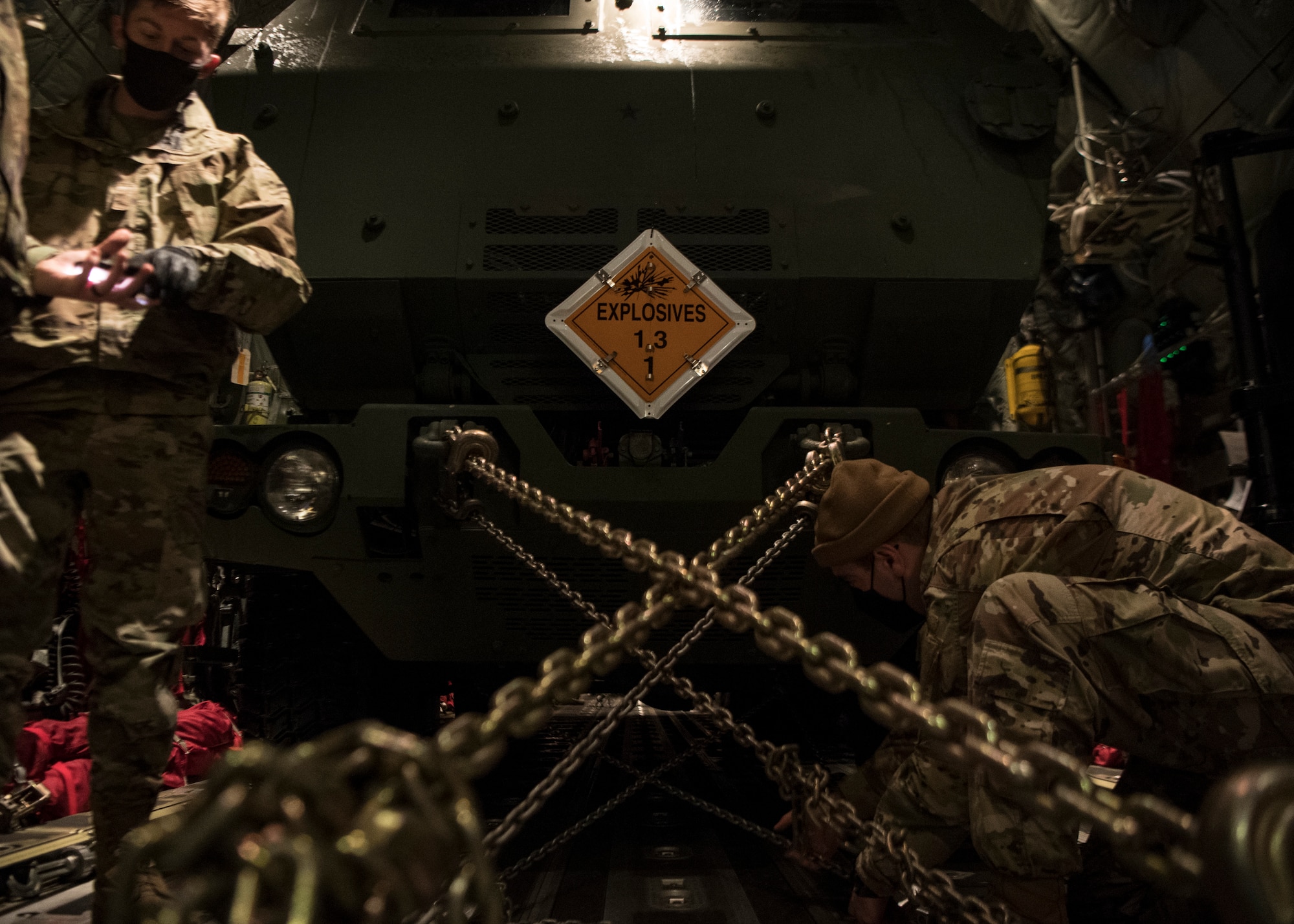 Members of the 37th Airlift Squadron and 41st Field Artillery Brigade worked together to load and transport a High Mobility Artillery Rocket System for exercise Rapid Falcon.