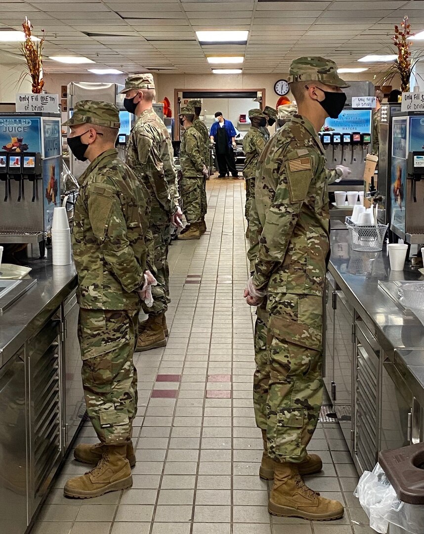 Airmen who graduated from Basic Military Training on Nov. 25 enjoy their Thanksgiving Day meal on Nov. 26 before shipping out to their respective technical training bases on Nov. 27.