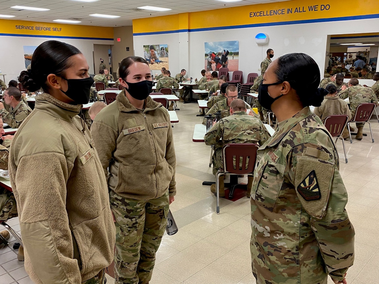 Airmen who graduated from Basic Military Training on Nov. 25 enjoy their Thanksgiving Day meal on Nov. 26 before shipping out to their respective technical training bases on Nov. 27.