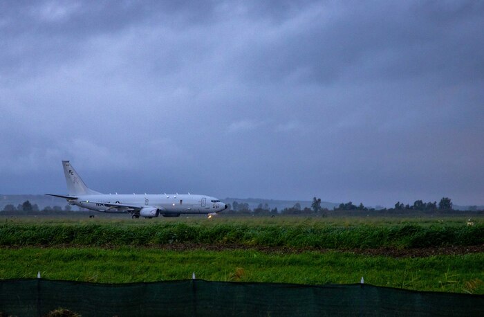 P-8A Poseidon assigned to VP-46 taxis before takeoff