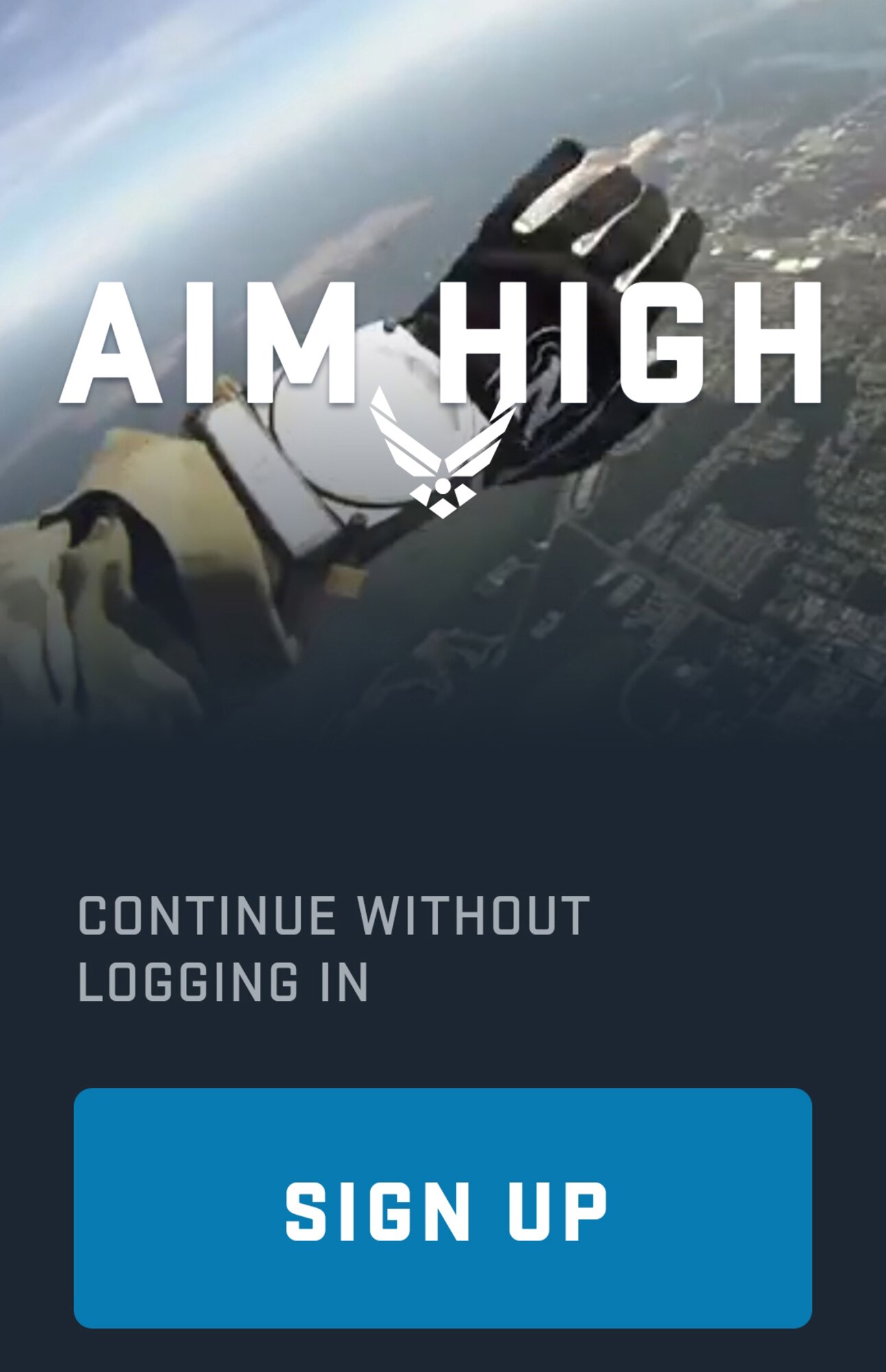 The Aim High app is available on both the Android and Apple operating systems, and can be used with or without a login in. (U.S. Air Force photo by Jessica Kendziorek)