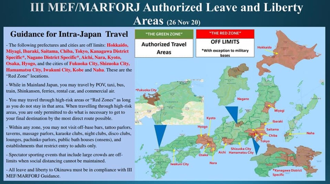III MEF/MARFORJ Authorized Leave and Liberty Areas