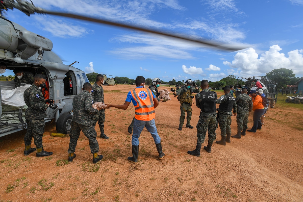 Helicopter Sea Combat Squadron (HSC) 22 Detachment 6 assigned to the Freedom-variant littoral combat ship USS Sioux City (LCS 11) join U.S. Southern Command’s Hurricane Iota relief efforts in Central America, Nov. 27, 2020.