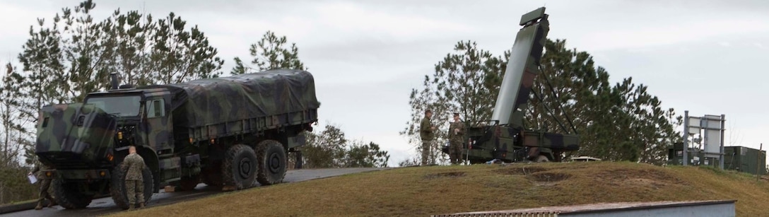 An AN/TPS-80 Ground/Air Task Oriented Radar starts up at Marine Corps Air Station Cherry Point, N.C., Feb. 26. The AN/TPS-80 will replace the AN/TPS-63 andreduces set up time from eight hours to 30 minutes for the system. Marine Air Control Squadron 2 recieved the first G/ATOR issued to the Fleet Marine Force following testing to improve the squadron's readiness and expeditionary capabilities. (U.S. Marine Corps photo by Lance Cpl. Ethan Pumphret)