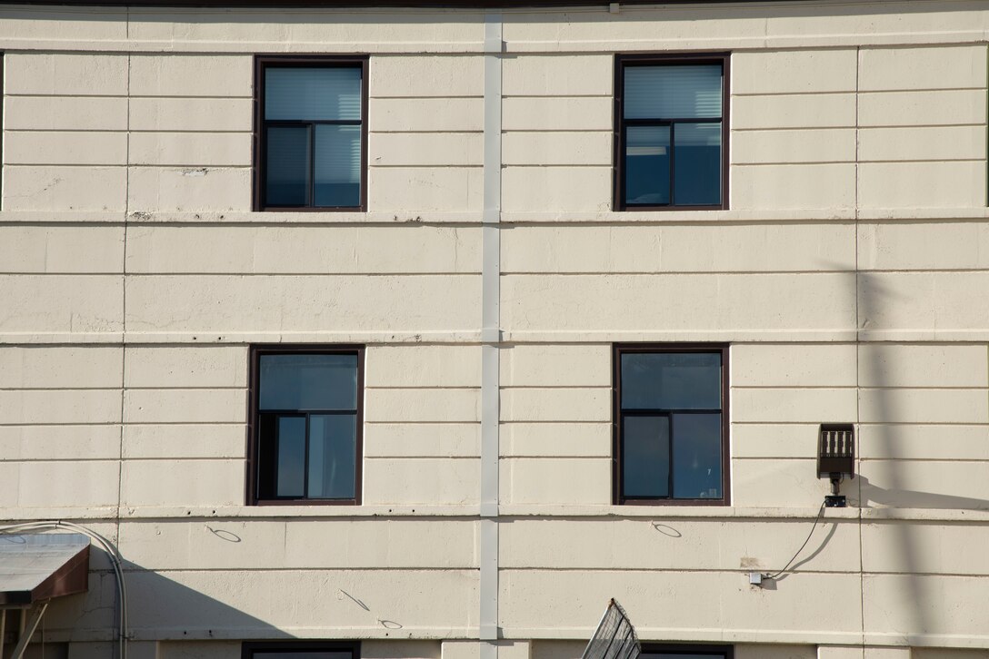 During the 2018 quake, walls inside the building fell and some exterior walls cracked running from the foundation to the roofline. In total, the damages cost about $4 million. The project was completed in October 2020. Shown here, a crack in the middle that stemmed from the building's foundation to the roof was repaired.