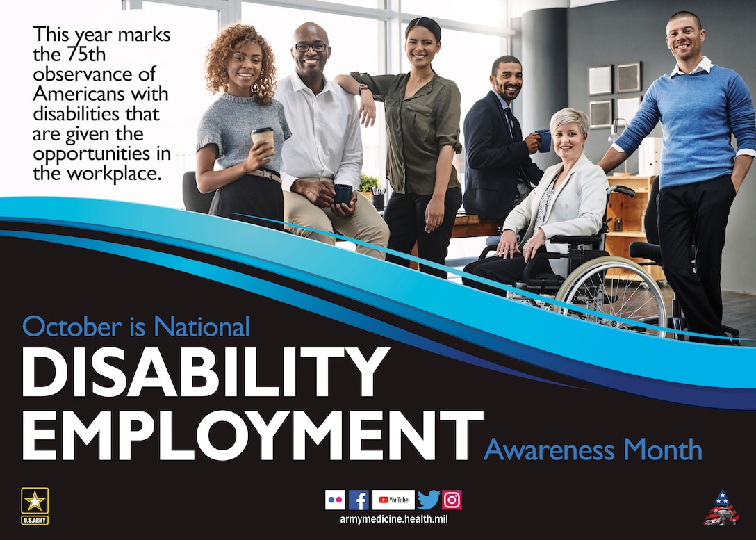 A poster advertises 2020 National Disability Employment Awareness Month.