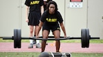 Staff Sgt. Sharonica White, assigned to U.S. Army Garrison Japan, completes a deadlift repetition during the U.S. Army Japan 2020 Army Week’s Army Combat Fitness Test Fitness Warrior Competition at Camp Zama, Japan, June 8, 2020.