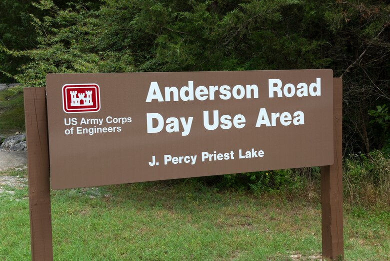 The U.S. Army Corps of Engineers Nashville District announces that it will resume the collection of fees at its day use recreation areas beginning Oct. 8, 2020. Fee collections were suspended earlier this year when recreation areas were closed due to COVID-19 precautions. This is the sign entering Anderson Day Use Area at J. Percy Priest Lake in Nashville, Tennessee. (USACE Photo by Lee Roberts)