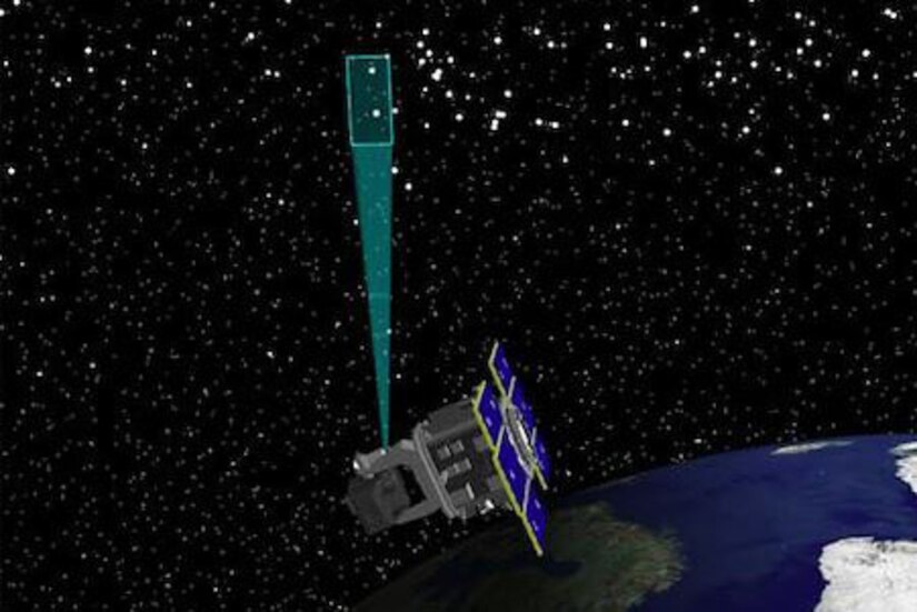 A satellite tracks debris in space.