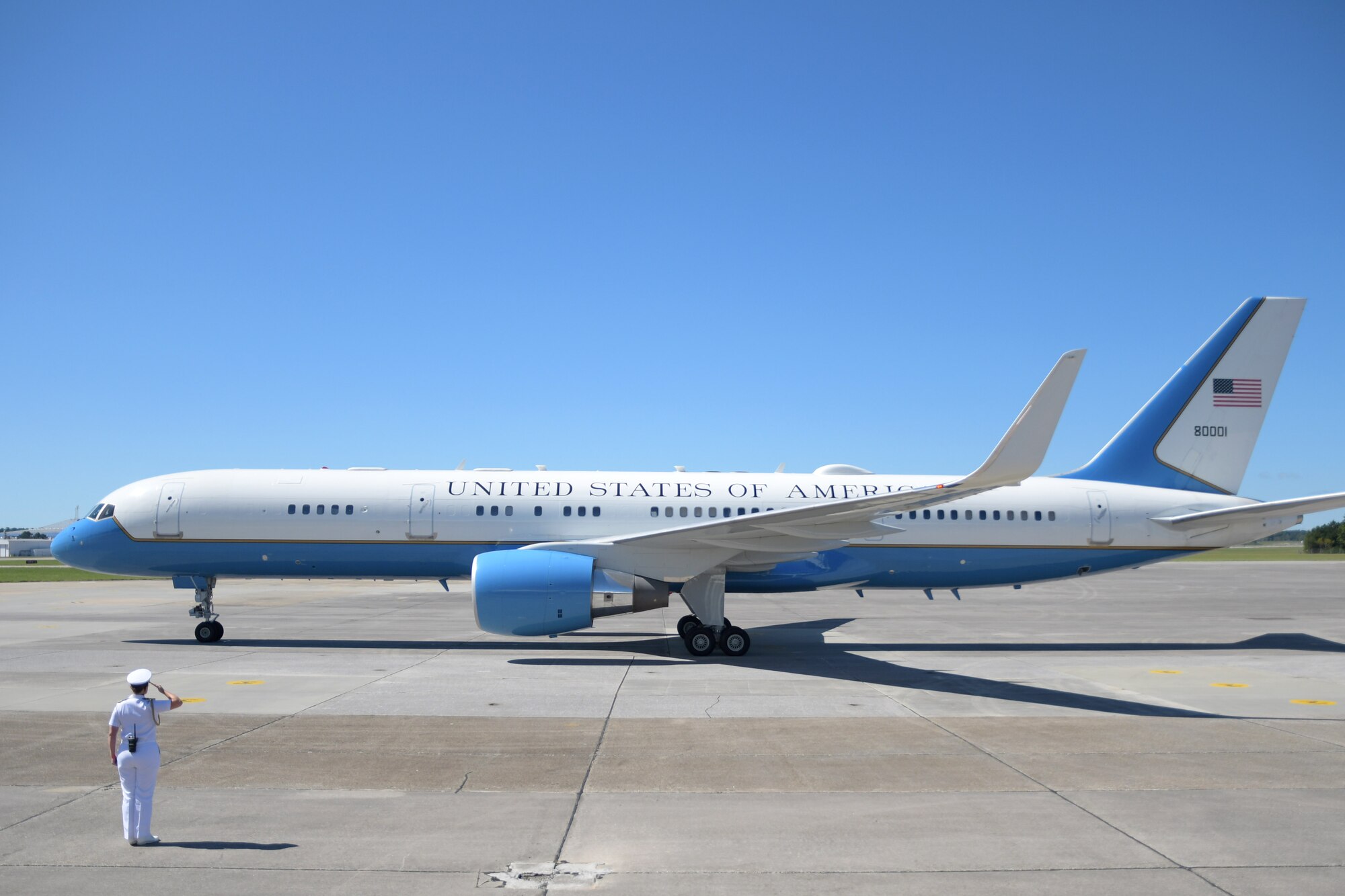 Air Force Two taxis on the flightline at Dobbins Air Reserve Base, Ga., Sept. 30, 2020. Vice President Mike Pence was welcomed by senior leaders at Dobbins, including Maj. Gen. John Healy, 22nd Air Force commander, and Chief Master Sgt. Vicki Robertson, 94th Airlift Wing command chief, as well as other distinguished visitors. (U.S. Air Force photo/Senior Airman Justin Clayvon)