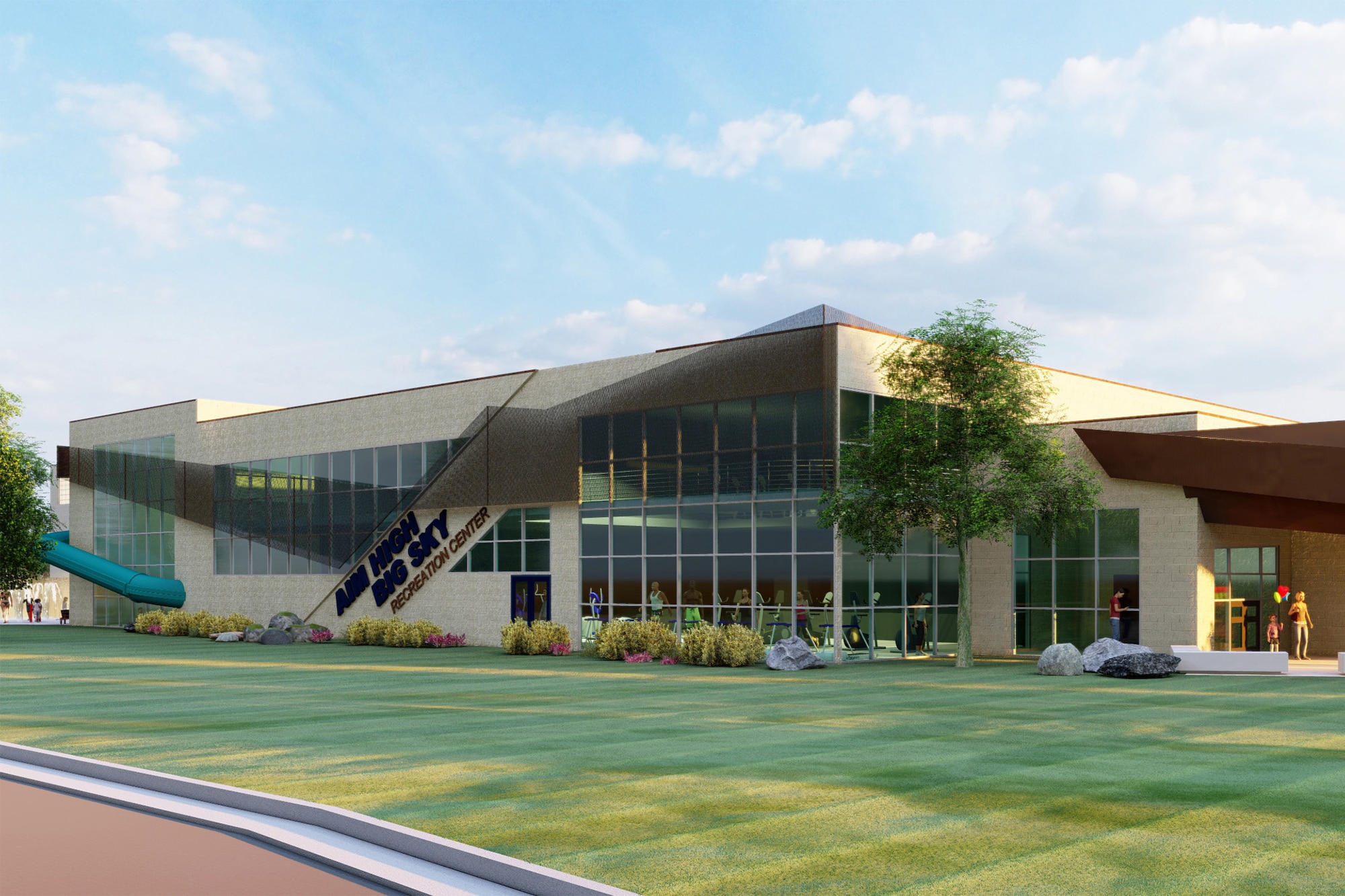 A 3-D design of the proposed aquatics and recreation center.