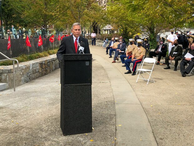 Acting Under Secretary of the Navy, the Honorable Gregory J. Slavonic, served as the keynote speaker at a memorial dedication ceremony Sept. 27, 2020.