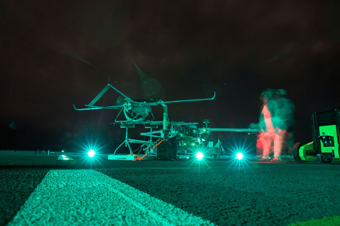 A drone is prepared for takeoff.