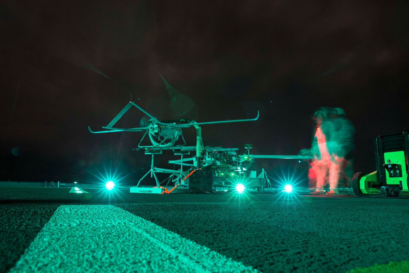 A drone is prepared for takeoff.