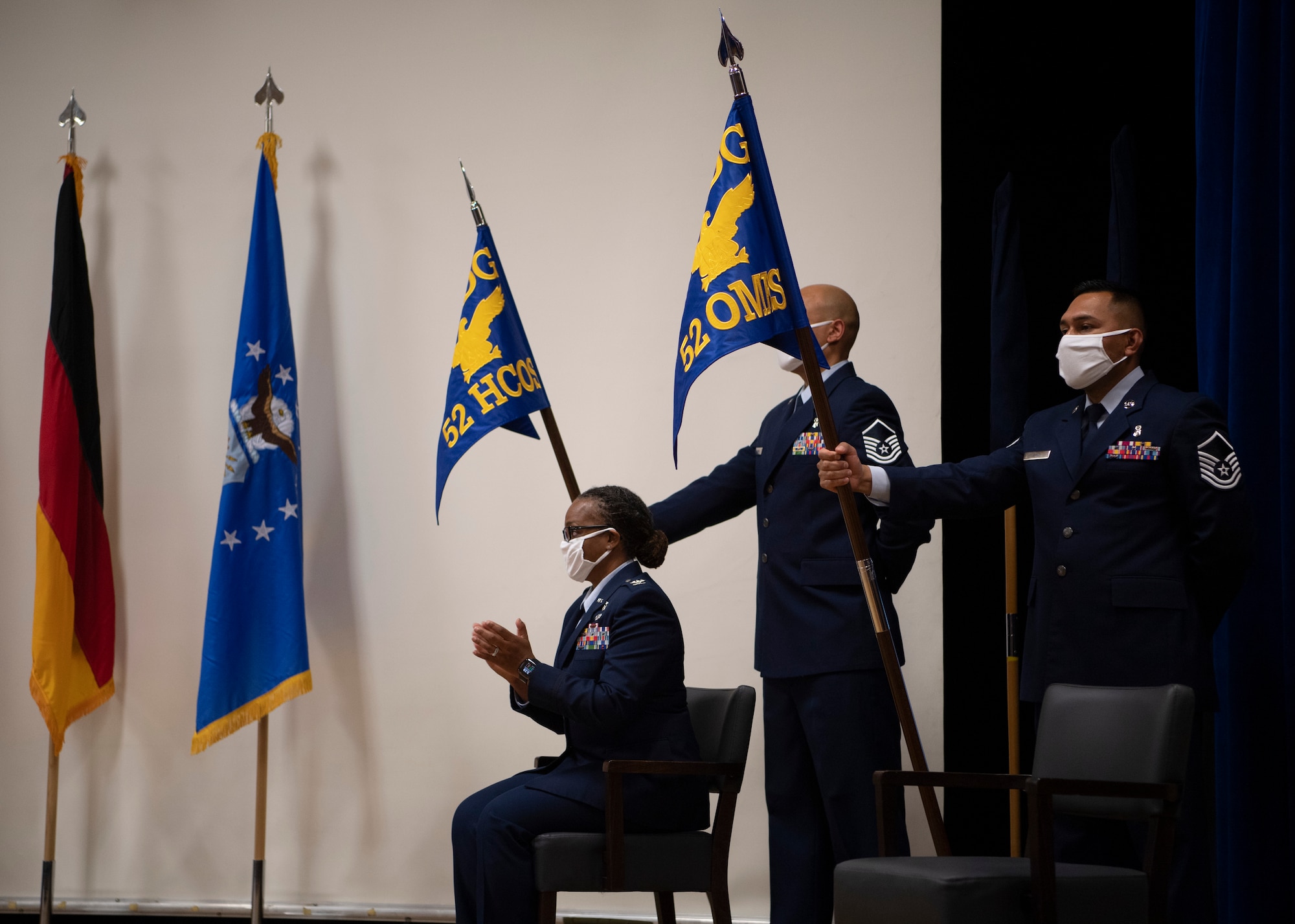 The ceremony re-designated the 52nd Aerospace Medicine Squadron as the 52nd Operational Medical Readiness Squadron, and re-designated the 52nd Medical Operations Squadron as the 52nd Health Care Operations Squadron