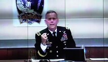 Lt. Gen. Daniel L. Karbler, commanding general, U.S. Army Space and Missile Defense Command, virtually joins Army leaders for the 2020 Virtual Fires Conference entitled “Fires: Achieving Overmatch in Large Scale Combat Operations” hosted at Fort Sill, Oklahoma, Sept. 29. (U.S. Army photo)