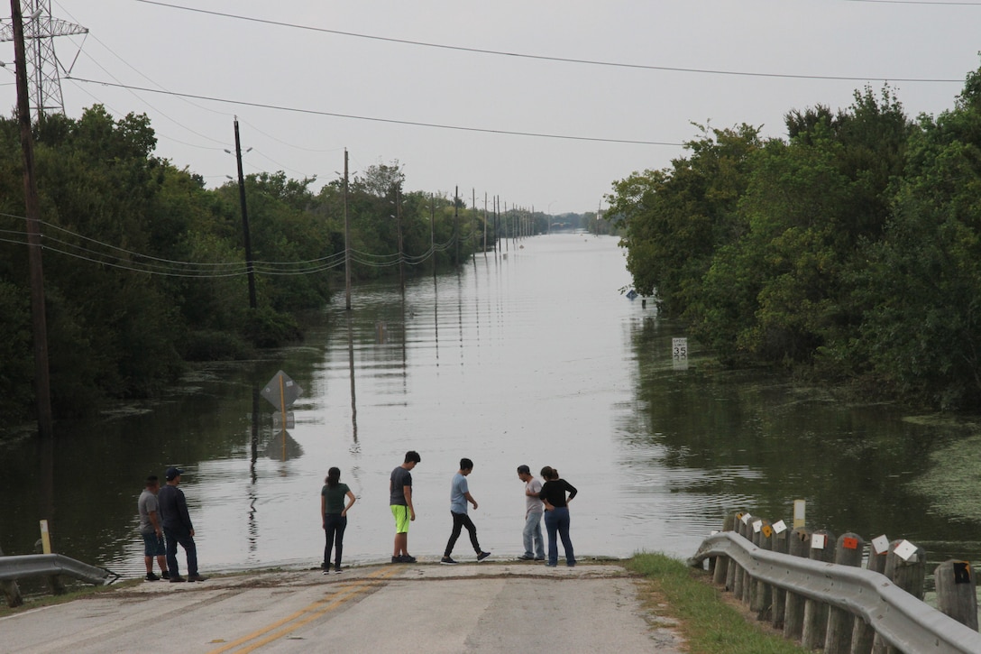 HOUSTON (Sep. 3, 2017)- Inundated road caused by Hurricane Harvey rainfall near Buffalo Bayou taken by Brooks Hubbard, Public Affairs Specialist, USACE Los Angeles District.