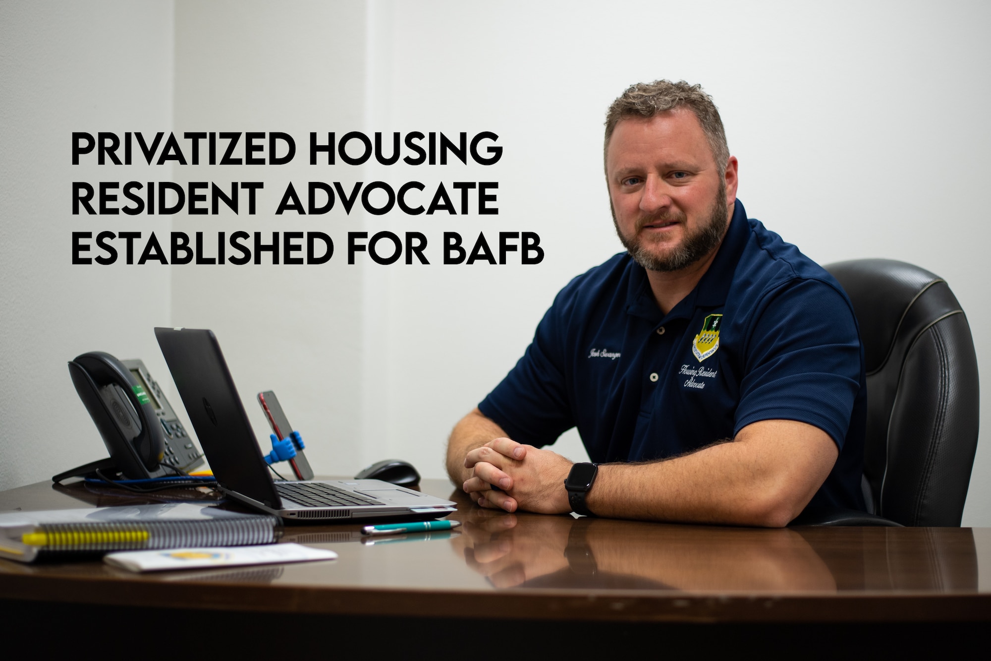 Joshua Swanger, 2nd Bomb Wing housing resident advocate, poses for a photo at Barksdale Air Force Base, La., Oct. 1, 2020. Swanger recently took over as the 2nd BW housing resident advocate which addresses housing issues on behalf of the wing. (U.S. Air Force photo by Airman 1st Class Jacob B. Wrightsman)