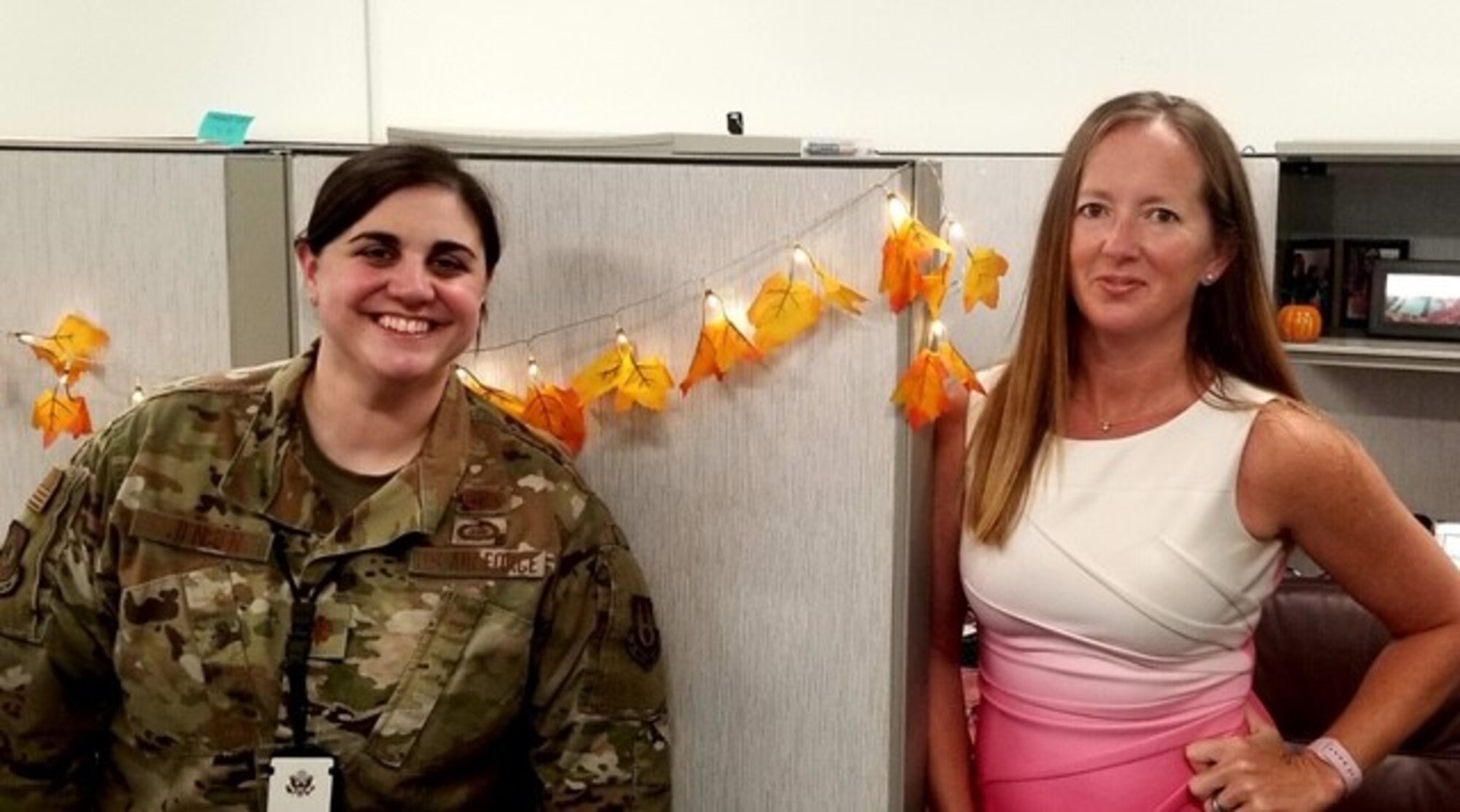 PM Maj. Jensen and CO Dana Alexander at Eglin AFB take a moment to relax during a busy workday.