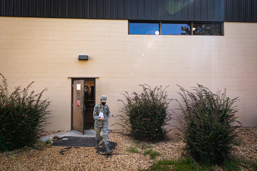 A photo of an Airman leaving the 23d LRS IPE section